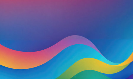 A colorful abstract design with waves of red, orange, yellow, green, blue, and purpleの素材