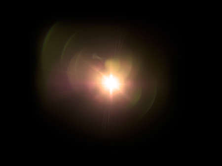 Colorful lens flare effect. Solar flare with rays and spotlights backgroundの写真素材