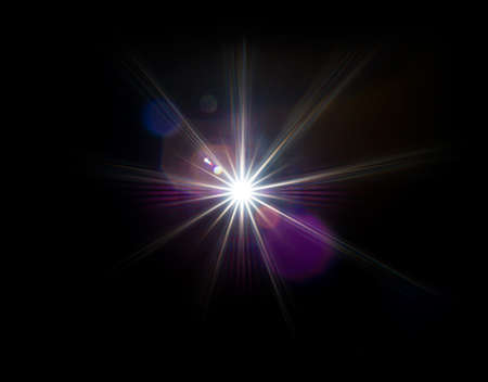 Colorful lens flare effect. Solar flare with rays and spotlights backgroundの写真素材