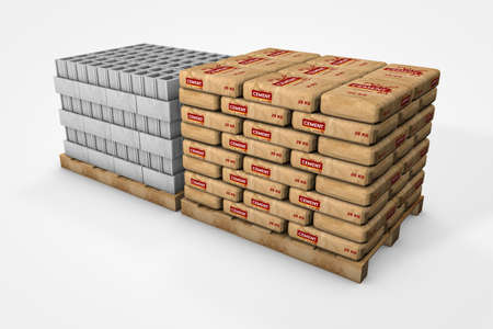Prefabricated concrete materials, cement tubes on white background 3d illustrationの写真素材
