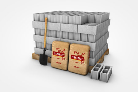 Prefabricated concrete materials, cement tubes on white background 3d illustrationの写真素材