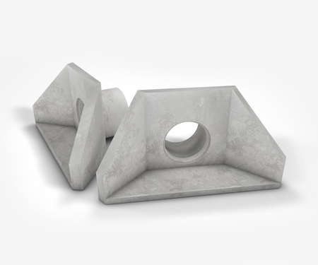 Prefabricated concrete materials, cement tubes on white background 3d illustrationの写真素材