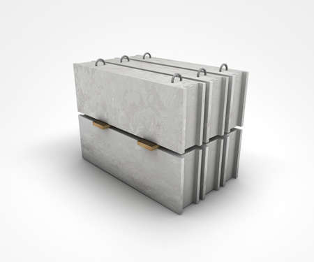 Prefabricated concrete materials, cement tubes on white background 3d illustrationの写真素材