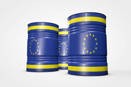 Group of oil barrels from countries of the world isolated on a white background, 3D illustrationの写真素材