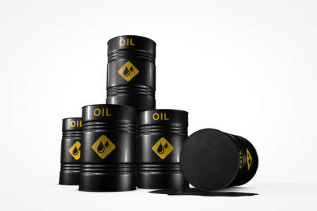 Group of oil barrels from countries of the world isolated on a white background, 3D illustrationの写真素材