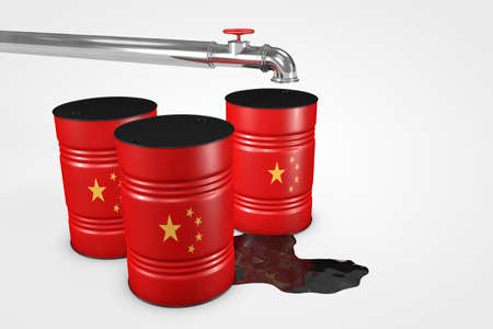Group of oil barrels from countries of the world isolated on a white background, 3D illustrationの写真素材