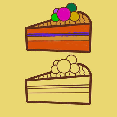 cake piece icon with berries two options
