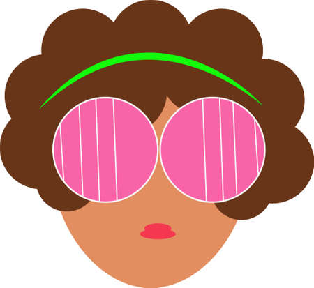 woman face with curls. big glasses on the faceのイラスト素材