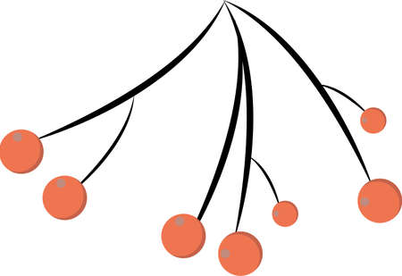 branch with red berries lingonberry, viburnumのイラスト素材