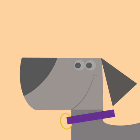 dog gray with cartoon collar. faithful friend of manの写真素材