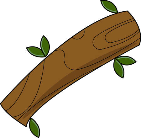 Tree log with green leaves. Branchesのイラスト素材