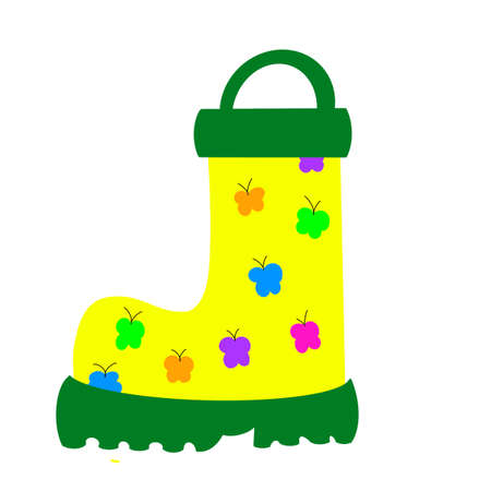 rubber boots. multi-colored boot with a pattern. butterfly shoes