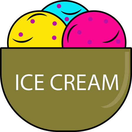 Ice cream balls in a deep bowl. cold summer dessertのイラスト素材