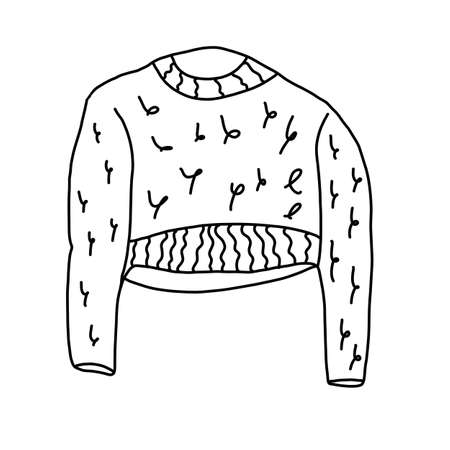 Knitted woolen sweater. Hand drawn vector illustration in doodle style.の写真素材