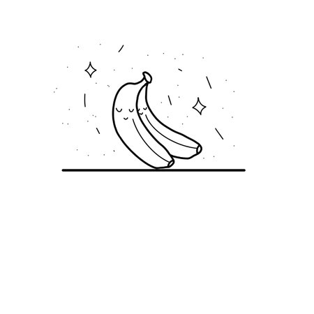 bananas two pair black and white doodleの写真素材