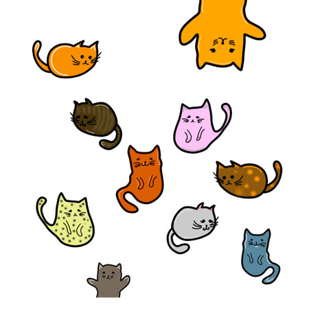 cats colorful pattern flock of animals cartoonの写真素材