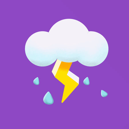 cloud with lightning weather forecast purple background