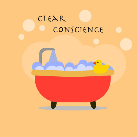 bath clear conscience duck cleaning printのイラスト素材