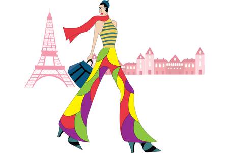 vintage french girlのイラスト素材