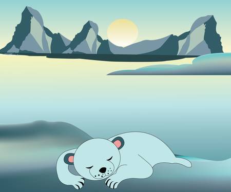 Bbay polar bear restingのイラスト素材