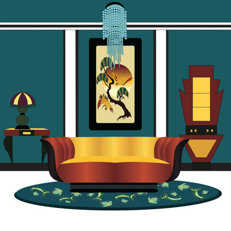 Illustration of an art decorated room.のイラスト素材