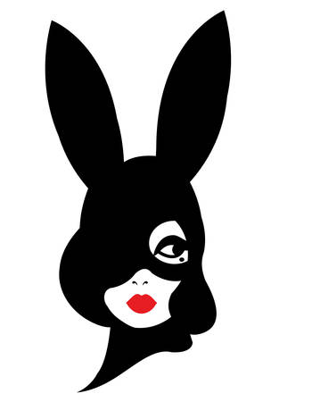 illustration of a woman wearing a rabbitt maskのイラスト素材