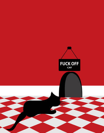 illustration of a cat waiting for the mouse to get out of its holeのイラスト素材
