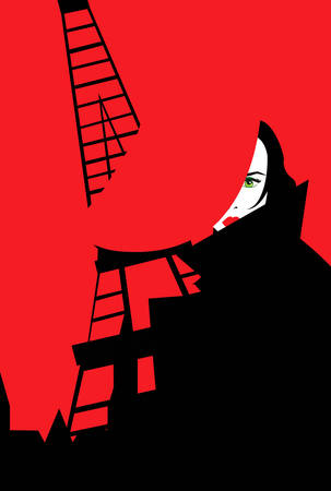 illustration of a parisian woman at the eiffel towerのイラスト素材