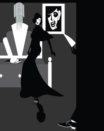 a woman chased by a criminalのイラスト素材