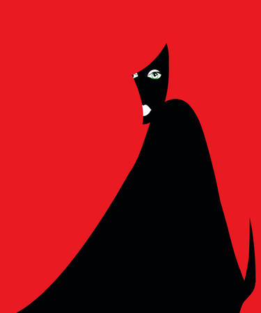 illustration of a simple representation of the devil, isolated on redのイラスト素材