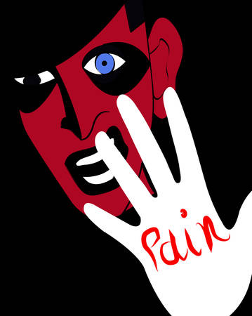 illustration of an angry man in painのイラスト素材