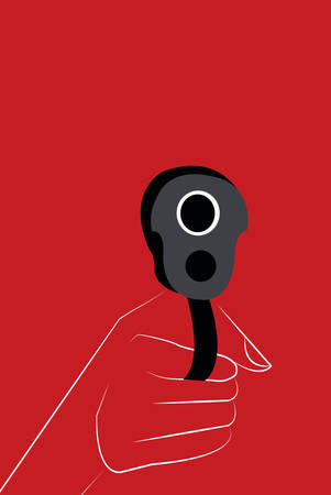 illustration of  ahand holding a gun, shooting straightのイラスト素材