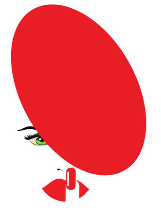 a woman with red hat making the sign of kepeing a secretのイラスト素材