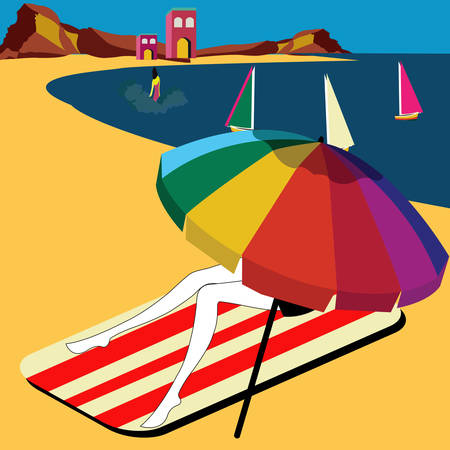 sunbathingのイラスト素材