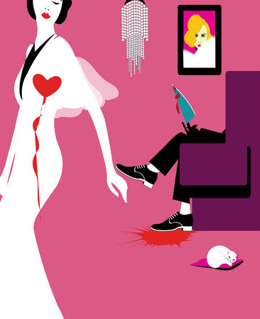 a woman suffering form being heart brokenのイラスト素材