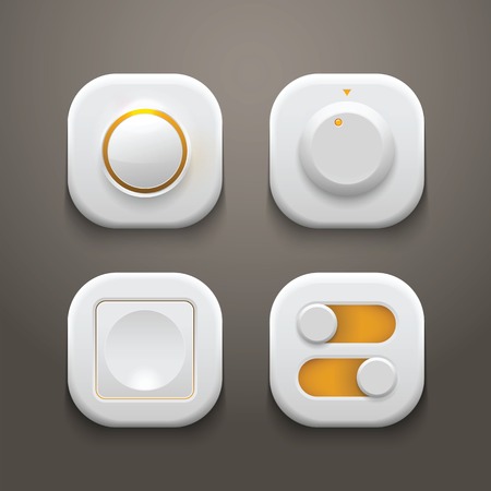 Buttons and Switches Set With Realistic Lights and Shadowsのイラスト素材
