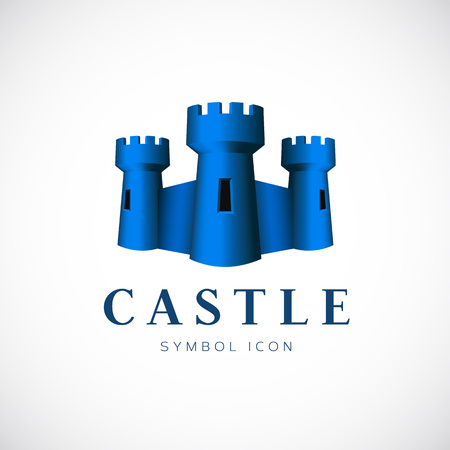 Castle Towers Vector Concept Symbol Icon or Logo Templateのイラスト素材