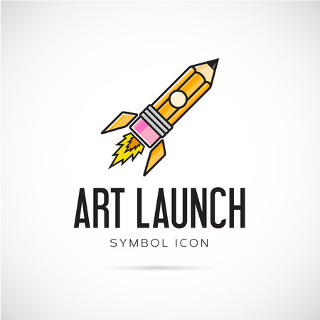 Art Launch Pencil Rocket Concept Symbol Icon のイラスト素材