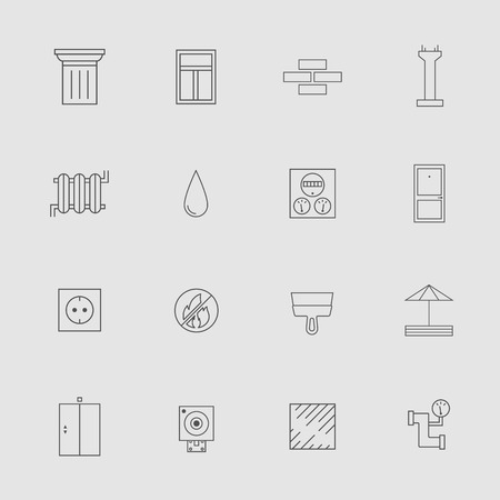 Construction and Development Line Style Icon Set for Architecture or Web Designのイラスト素材