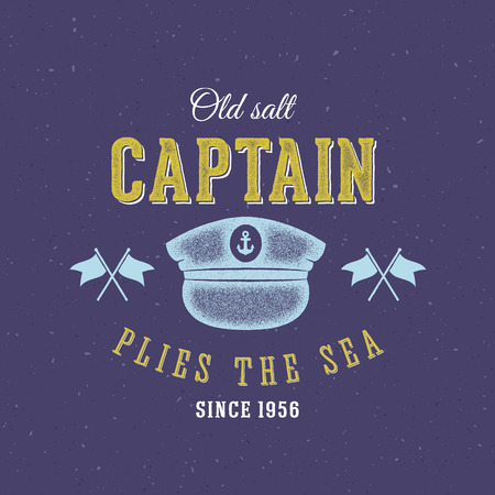 Retro Sea Captain Vector Label or Logo Templateのイラスト素材