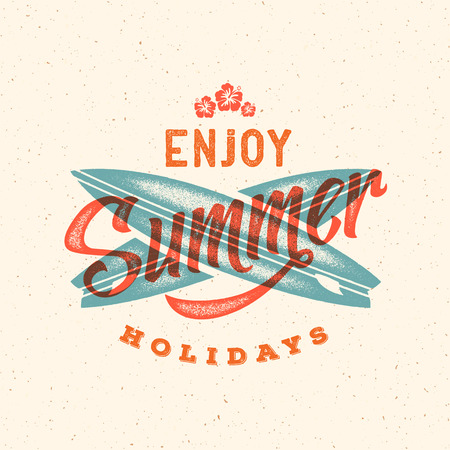 Retro Style Summer Card, Emblem, or a Logo Templateのイラスト素材