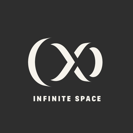 Negative Space Abstract Vector Infinity Sign, Symbol or Logo Template. On a Dark Background.のイラスト素材