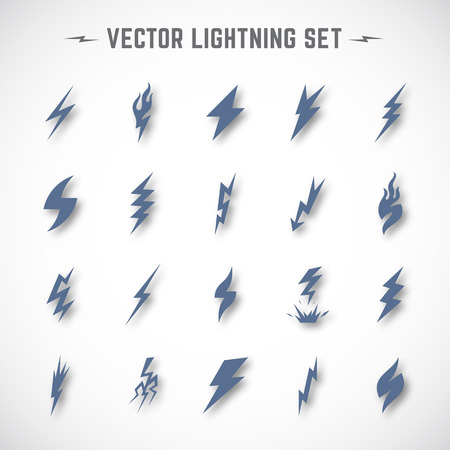 Lightning or Blizzard Icon Set in Material Design with Soft Realistic Shadows. Isolated.のイラスト素材