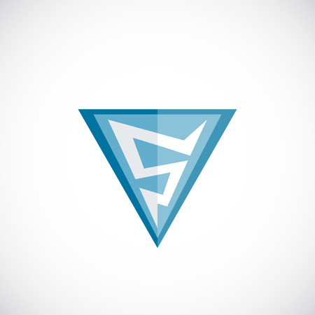 Abstract Vector Lightning   Template. Electricity or Power Sign. Flat Style Triangle Flash in Shield Emblem. Thunderbolt Symbol as a Five Numeral. Isolated.のイラスト素材