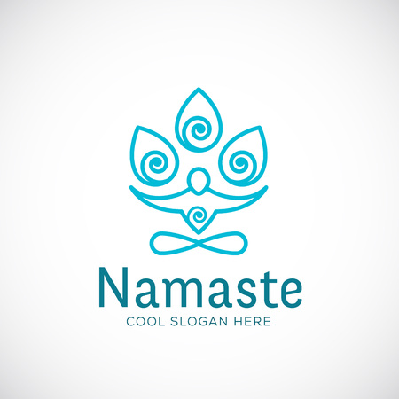 Yoga Namaste or Zen Meditation Abstract Vector Linear Style Sign, Symbol, Template. Isolated.のイラスト素材