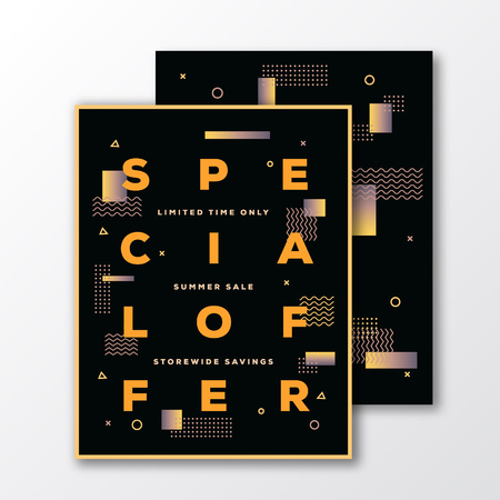 Sale Special Offer Poster, Card or Template. Modern Abstract Flat Swiss Style Background with Decorative Stripes and Creative Typography. Mild Colors Gradient. Soft Realistic Shadows. Isolated.のイラスト素材