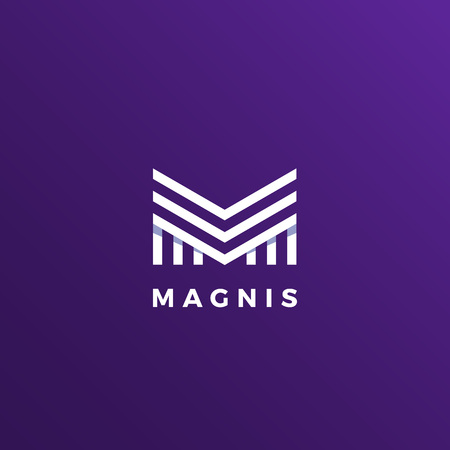 Magnis Abstract Geometry Minimal Vector Sign, Symbol or Logo Template. Line Style Lettering.のイラスト素材