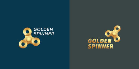 Golden Fidget Spinners Abstract Vector Sign, Emblem or Logo Templates.のイラスト素材