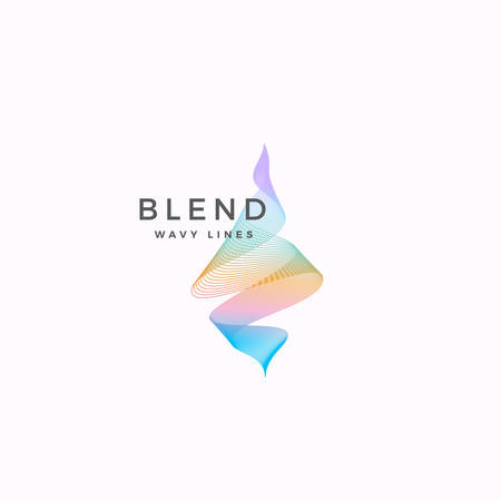 Abstract Vector Blend Wavy Template. Elegant Curved Lines with Bright Colorful Gradient. Modern Typography. Isolated.のイラスト素材