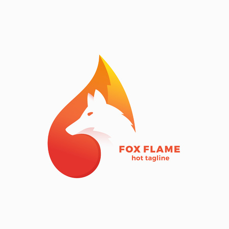 Fox Flame Abstract Vector Symbol, Sign or Logo Template.のイラスト素材